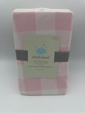 Cloud Island Pink Buffalo Check Gingham Fitted Crib Sheet Standard Mattress NEW